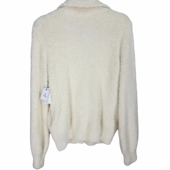 Susina Teddy Fleece Knit Cardigan Sweater Ivory S - Picture 5 of 8